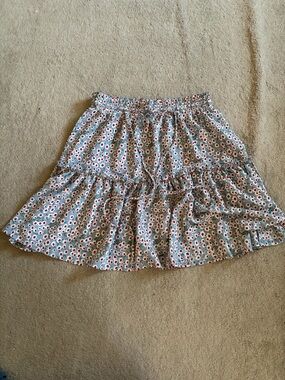 Floral Tiered A-Line Women's Skirt in Light Blue